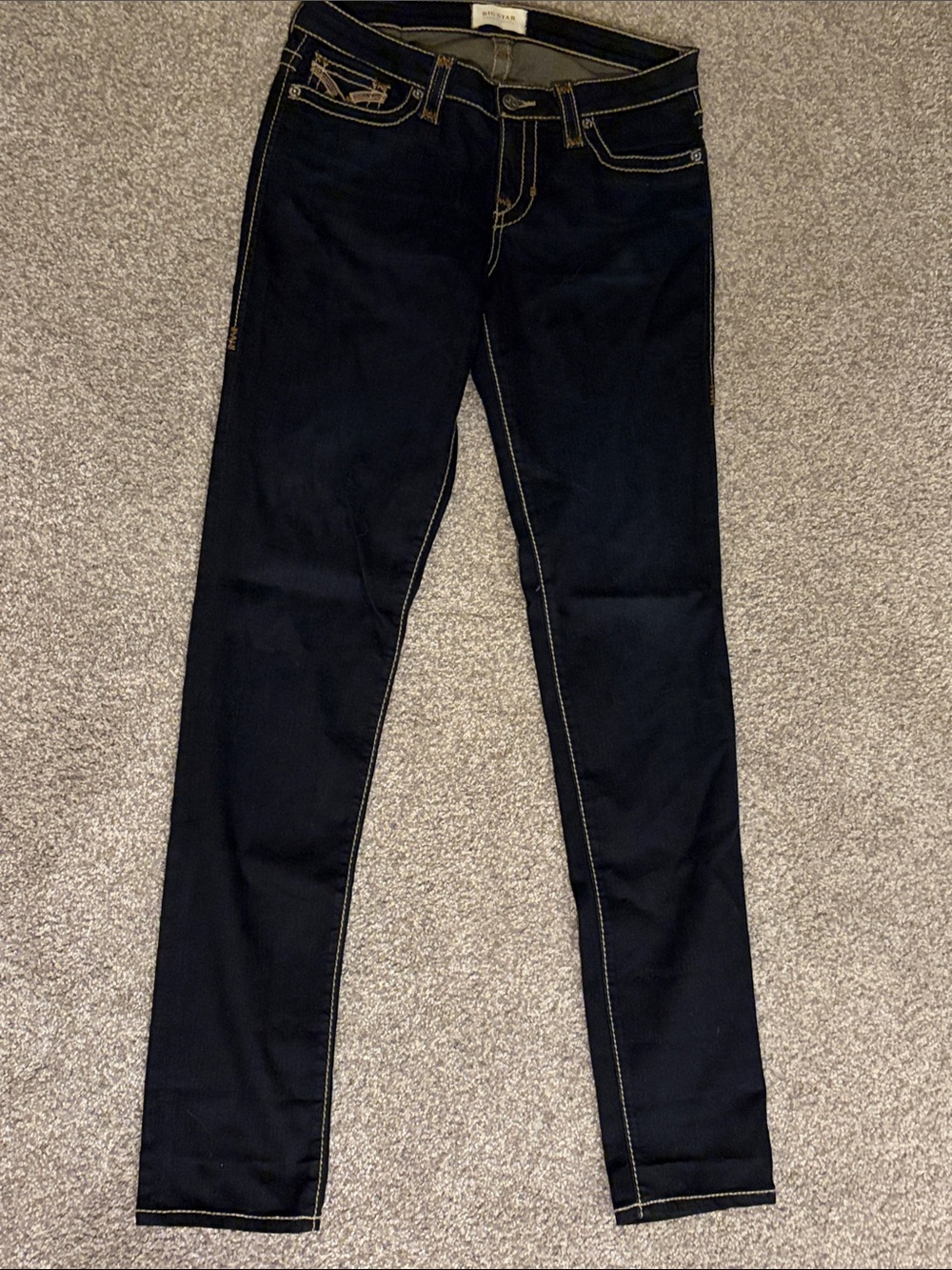Big Star Dark Blue Skinny Jeans with Contrast Stitching